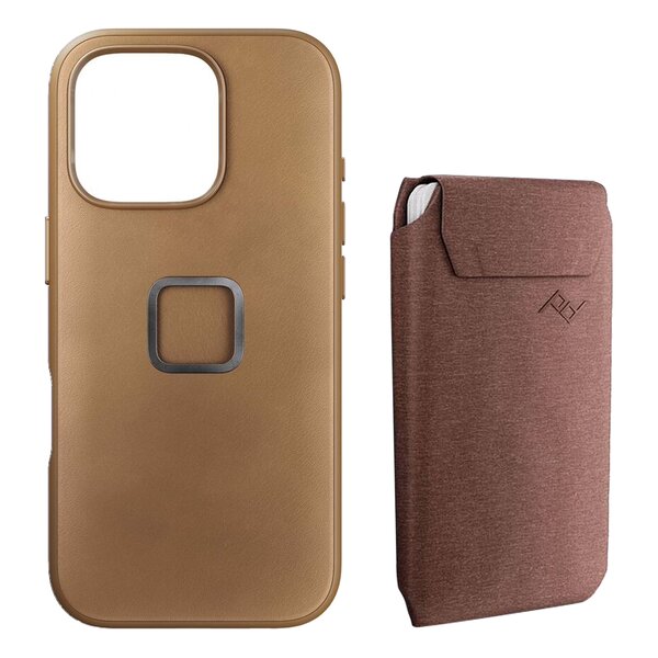 Peak Design Mobile Everyday Case für iPhone 16 Pro + Wallet Slim  Tan & Redwood ohne Fingerschlaufe