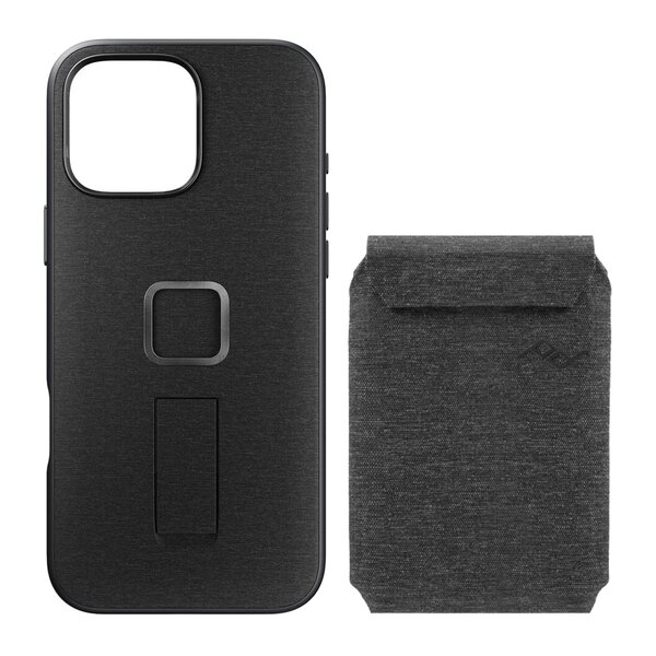 Peak Design Mobile Everyday Case für iPhone 16 Pro Max + Wallet Slim  Charcoal mit Fingerschlaufe