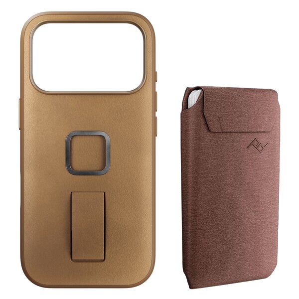 Peak Design Mobile Everyday Case für iPhone 17 Pro + Wallet Slim  Tan & Redwood mit Fingerschlaufe