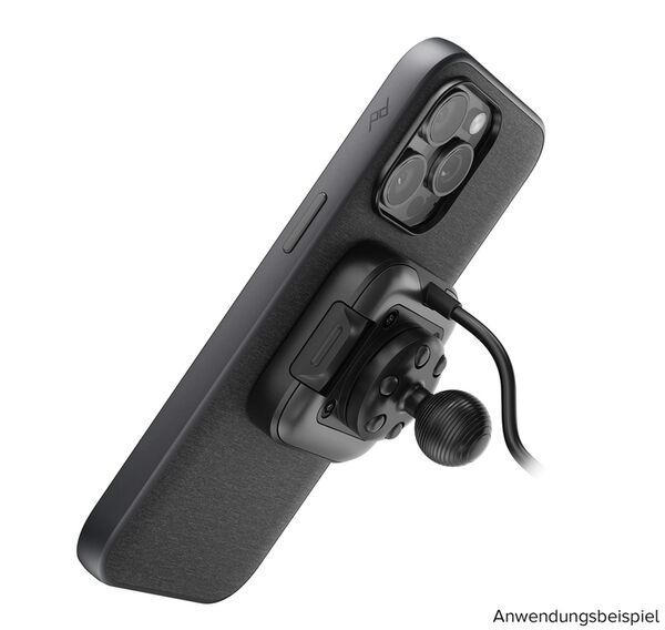 Peak Design Mobile Motorradhalterung Kugeladapter 20mm mit Sicherung  mit Ladefunktion Schwarz