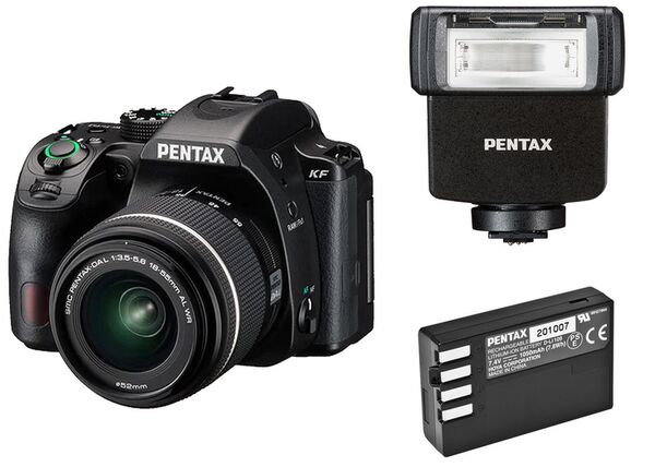 Pentax KF + 18 -55mm WR + Gratis Blitz AF 180 FG + Gratis Akku D-Li 109 