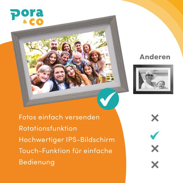 Pora Digitaler Bilderrahmen 10 WF-105T  SL weiß/silber