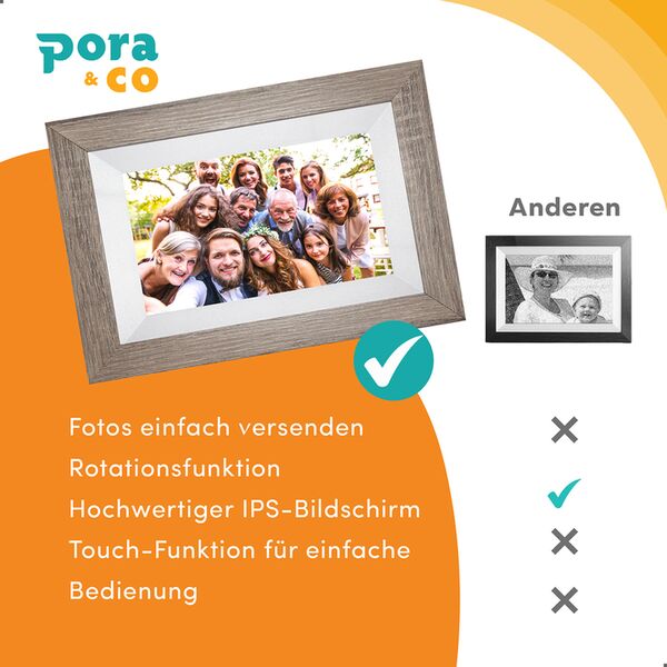 Pora Digitaler Bilderrahmen 8 WF-805T  DB dunkelbraun