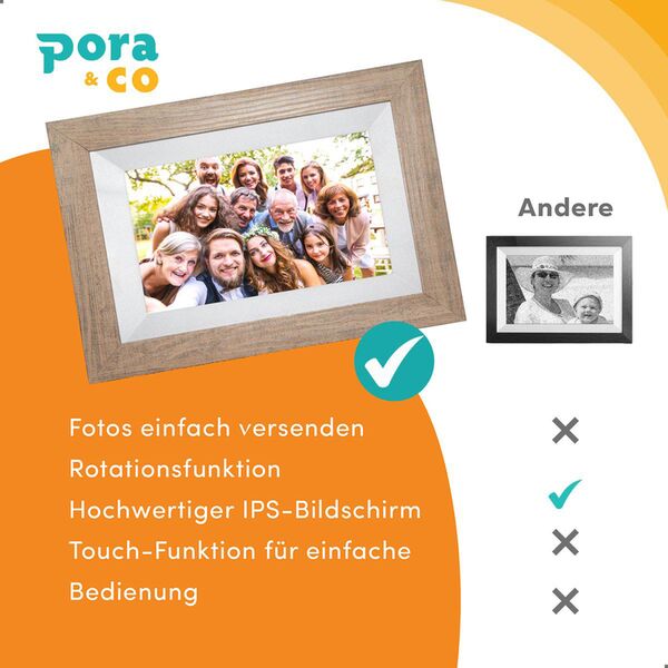 Pora Digitaler Bilderrahmen 8 WF-805T  LB hellbraun