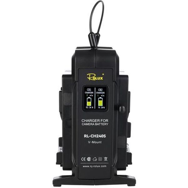 Rolux Doppel-Schnelladegerät RL-CH240S für V-Mount Akku 