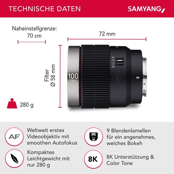 Samyang V-AF 100mm T2.3 FE  Sony FE-Mount