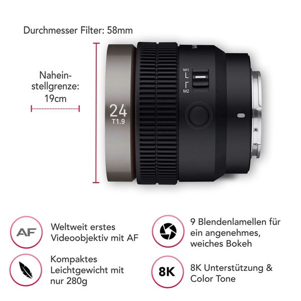 Samyang V-AF 24mm T1,9 FE  Sony FE-Mount