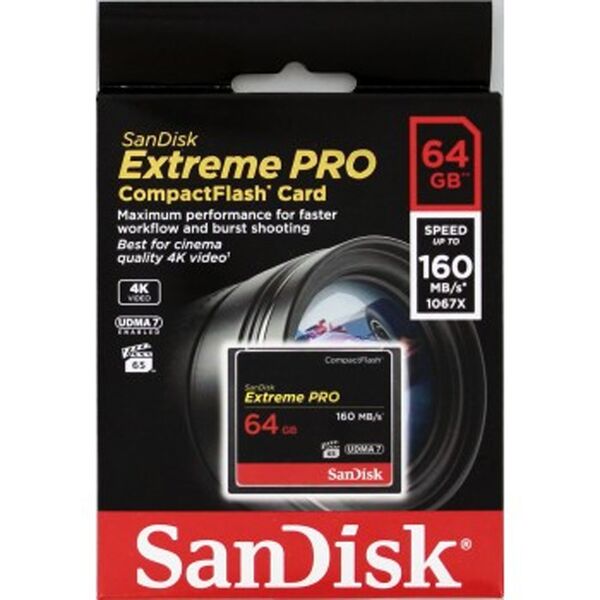 SanDisk Extreme PRO, Compact Flash, 160MB/s  64 GB