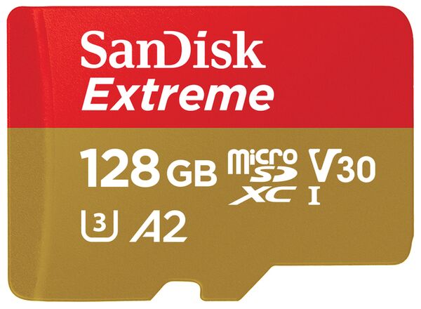 SanDisk Extreme microSDXC UHS-I, C10, U3, V30, A2 + SD Adapter  128 GB 190 MB/s