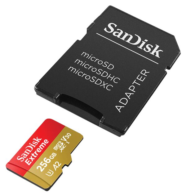 SanDisk Extreme microSDXC UHS-I, C10, U3, V30, A2 + SD Adapter  256 GB 190 MB/s 