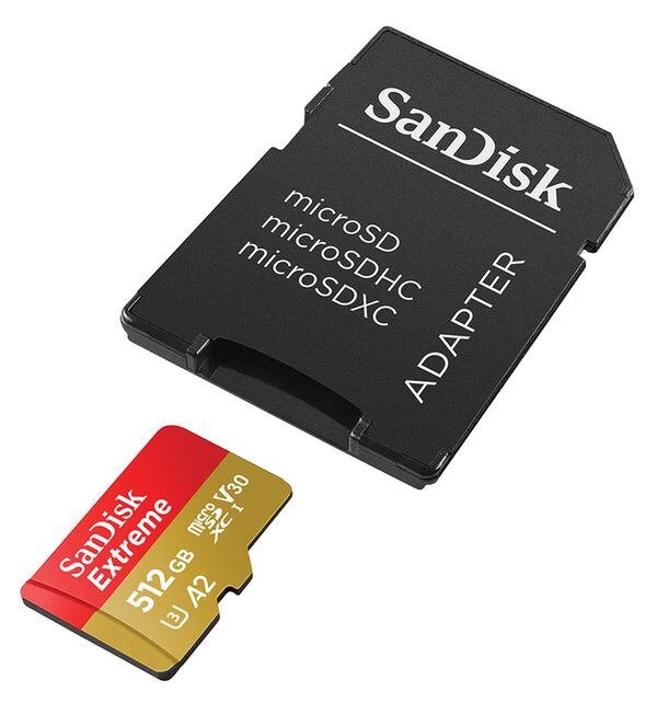 SanDisk Extreme microSDXC UHS-I, C10, U3, V30, A2 + SD Adapter  512 GB 190 MB/s