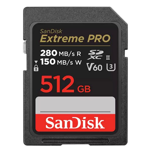 SanDisk SDXC Extreme PRO 150MB/s V60 UHS-II Class10 R280-/W Speicherkarte  512 GB