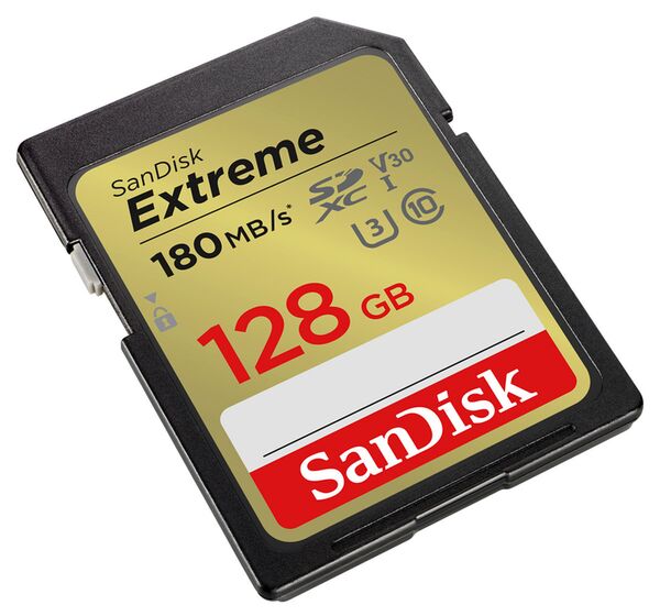 SanDisk SDXC Extreme V30 UHS-I U3, Class 10 Speicherkarte  128 GB 180MB/s 