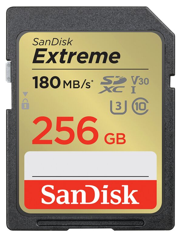 SanDisk SDXC Extreme V30 UHS-I U3, Class 10 Speicherkarte  256 GB 180MB/s