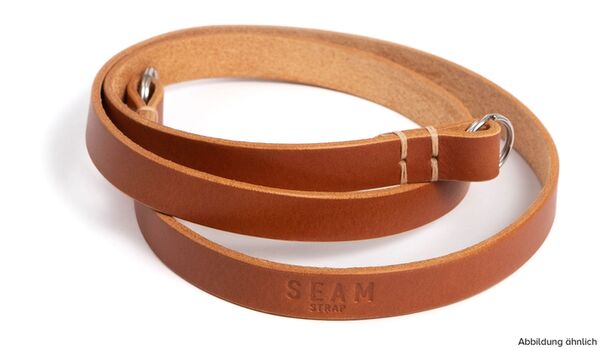 seam strap Kameragurt CLASSIC - Vollleder Rind mit Schutzleder  Cognac  115 cm