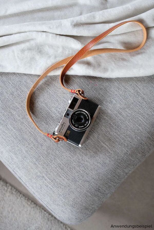 seam strap Kameragurt TENDER - Vollleder Rind mit Schutzleder  Cognac  90 cm