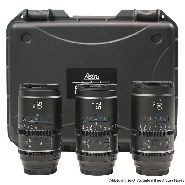 Sirui Astra T1.8 1.33x Full Frame Autofocus Anamorphic Cine Lenses 50mm+75mm+100mm + Case  L-Mount Neutral Flare