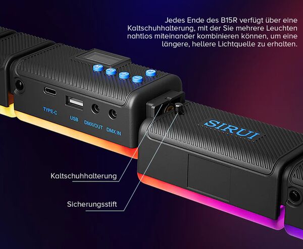 Sirui B15R Biegsamer LED RGB Flächenleuchte Sirui Dragon-Serie 15W mit integriertem Akku 