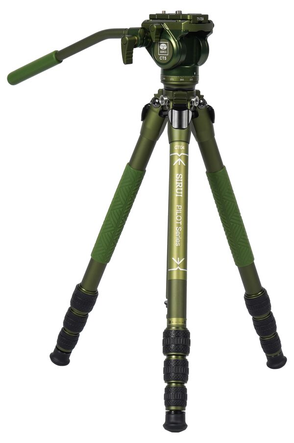 Sirui CT04 Dreibeinstativ mit Videoneiger CT5 Matt Grün Aluminium 