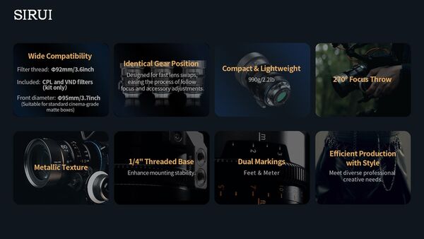 Sirui IronStar T1.9 1.5x Anamorphic Full Frame Cine Lenses 35mm mit PL / EF-Mount  Neutral Flare