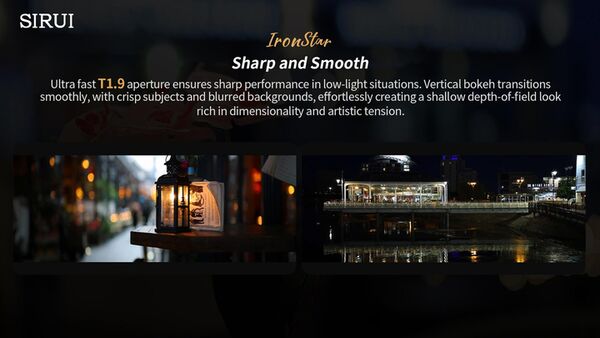 Sirui IronStar T1.9 1.5x Anamorphic Full Frame Cine Lenses 45mm mit PL / EF-Mount  Blue Flare