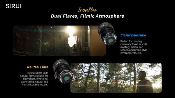 Sirui IronStar T1.9 1.5x Anamorphic Full Frame Cine Lenses 45mm mit PL / EF-Mount  Blue Flare