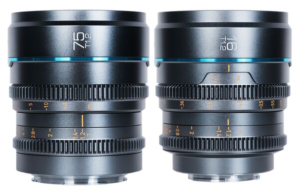 Sirui Night Walker 16 & 75mm T1.2 S35 Manual Focus Cine Objektiv Set mit Case  L-Mount Metallgrau