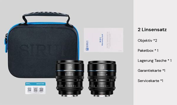 Sirui Night Walker 16 & 75mm T1.2 S35 Manual Focus Cine Objektiv Set mit Case  L-Mount Metallgrau
