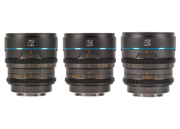 Sirui Night Walker 24+35+55mm T1.2 S35 Cine Objektiv Set mit Case  L-Mount Metallgrau