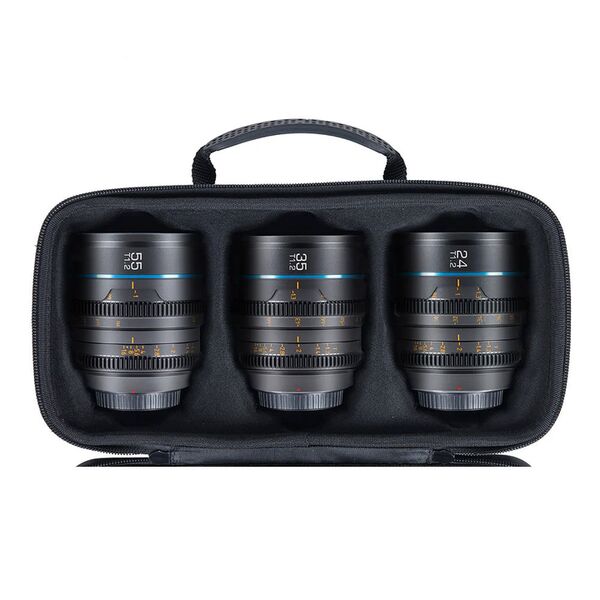 Sirui Night Walker 24+35+55mm T1.2 S35 Cine Objektiv Set mit Case  L-Mount Metallgrau
