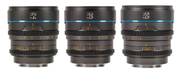 Sirui Night Walker 24+35+55mm T1.2 S35 Cine Objektiv Set mit Case  MFT-Mount Metallgrau