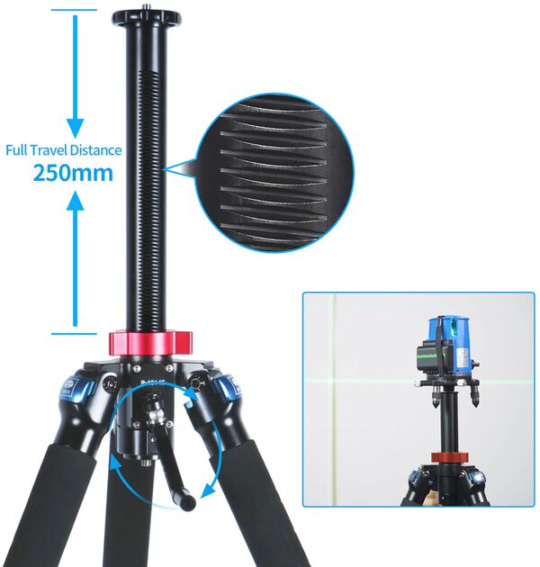 Sirui R4214E Carbon Dreibeinstativ mit Getriebemittelsäule (Kurbel) 