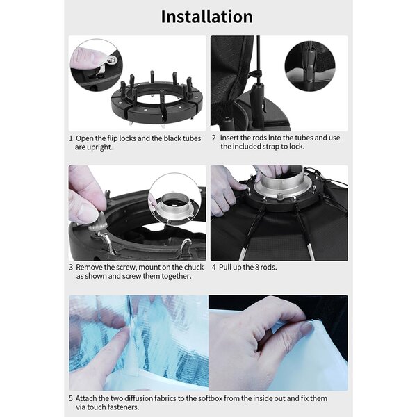 Sirui RGX 60 II Hexagon Quick-open Softbox 60cm mit Grid und Bowens Mount 