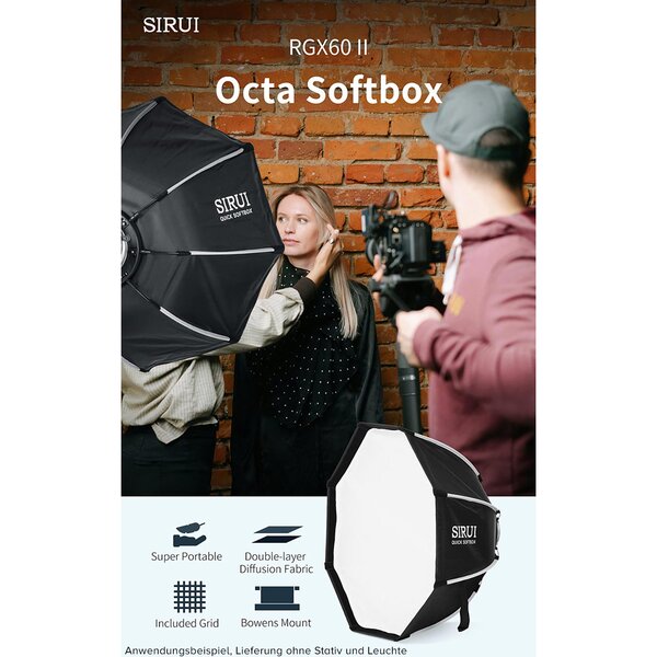 Sirui RGX 60 II Hexagon Quick-open Softbox 60cm mit Grid und Bowens Mount 