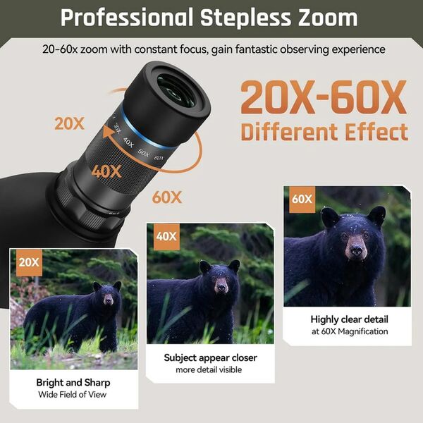 Sirui S6080A Spektiv mit 20x bis 60x Vergrößerung  matt grün