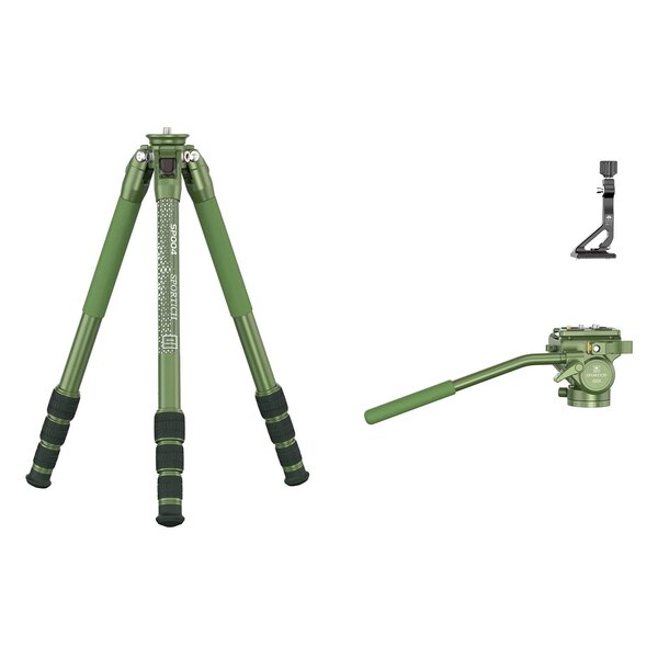 Sirui SP004+G5X Aluminum Dreibeinstativ mit Videoneiger / Arca Swiss kompatibel  matt grün 