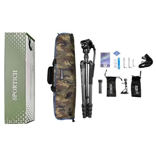 Sirui SP024+B5X Carbon Dreibeinstativ mit Videoneiger / Arca Swiss kompatibel  schwarz