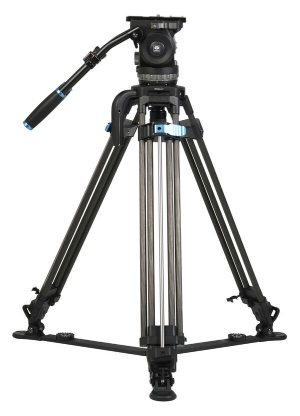 Sirui SQ100 Carbon 1 Step Broadcaststativ + VHS18 Fluid Videoneiger mit Gegengewichts- und Friktionseinstellung 
