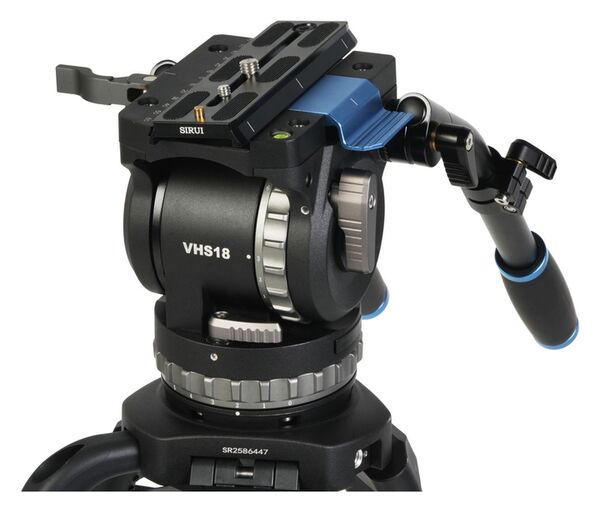Sirui SQ100 Carbon 1 Step Broadcaststativ + VHS18 Fluid Videoneiger mit Gegengewichts- und Friktionseinstellung 