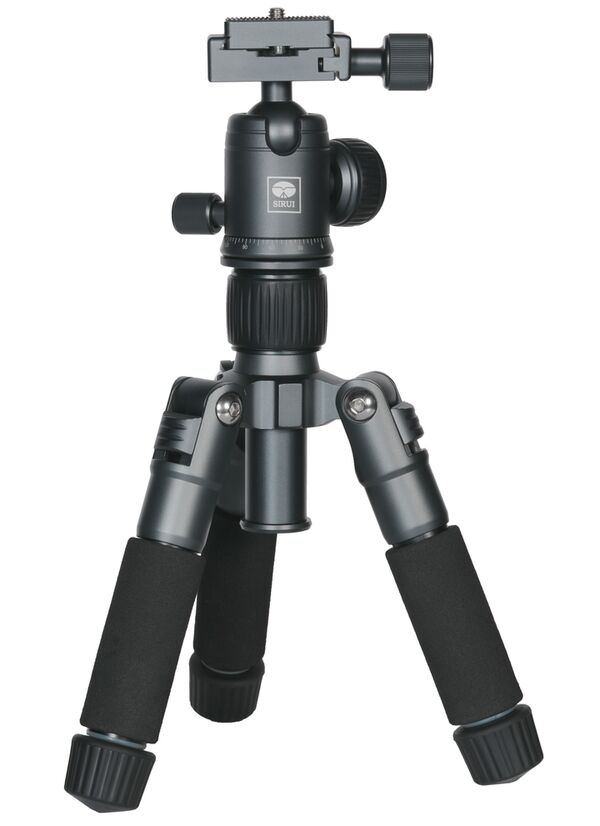 Sirui TT-50 Aluminium Mini-Tisch-Stativ mit Arca Kugelkopf und Smartphonehalterung  grau