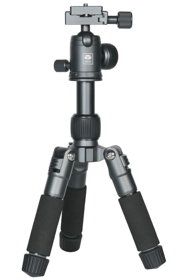 Sirui TT-50 Aluminium Mini-Tisch-Stativ mit Arca Kugelkopf und Smartphonehalterung  grau