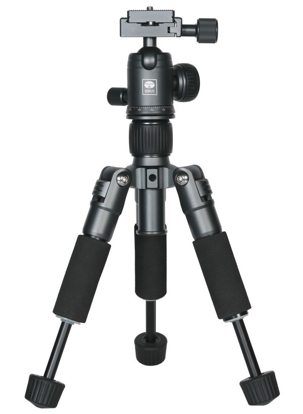 Sirui TT-50 Aluminium Mini-Tisch-Stativ mit Arca Kugelkopf und Smartphonehalterung  grau