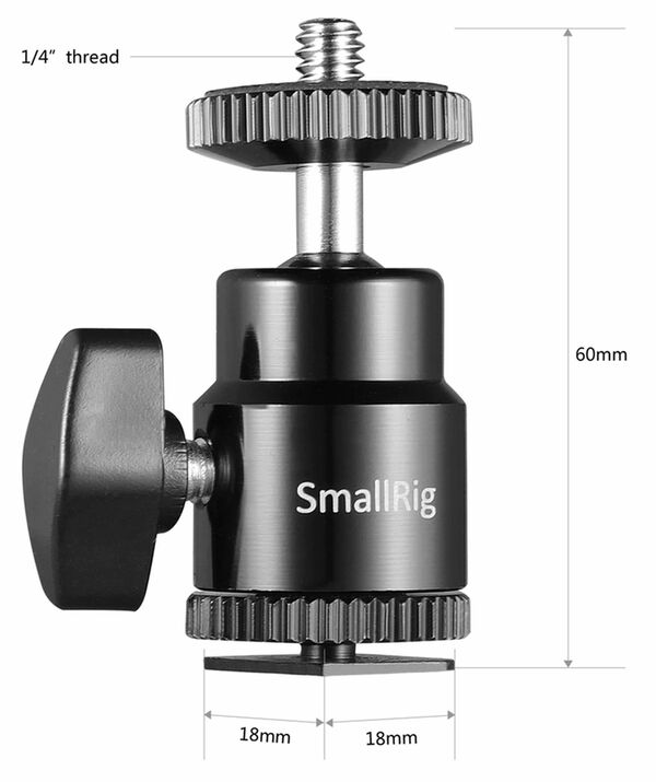 SmallRig 2059 1/4 Camera Hot shoe Mount with Additional  Zoll Screw (2pcs Pack) 