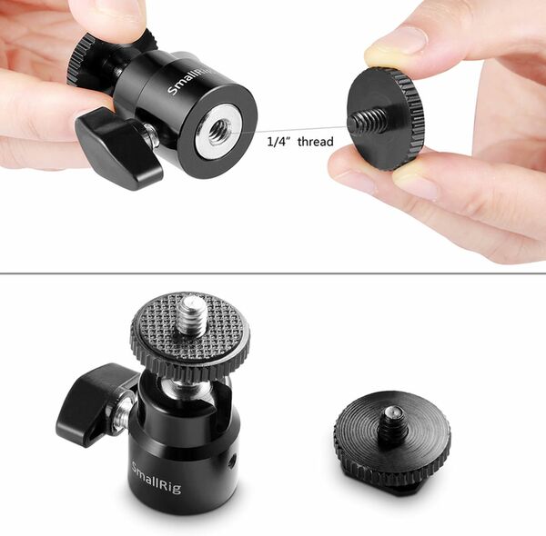 SmallRig 2059 1/4 Camera Hot shoe Mount with Additional  Zoll Screw (2pcs Pack) 