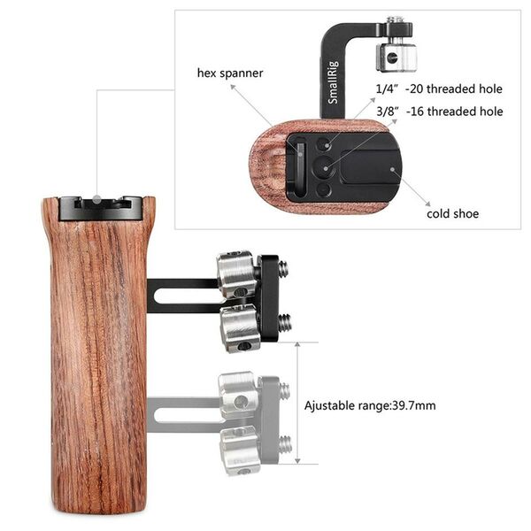 SmallRig 2093 Wooden Universal Side Handle 