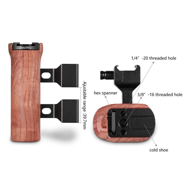 SmallRig 2187C Seitengriff aus Holz mit NATO-Klemme 
