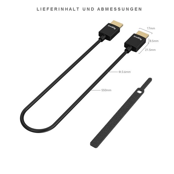 SmallRig 2957B Ultra Slim 4K HDMI 2.0 Kabel 55 cm  Typ A zu Typ A