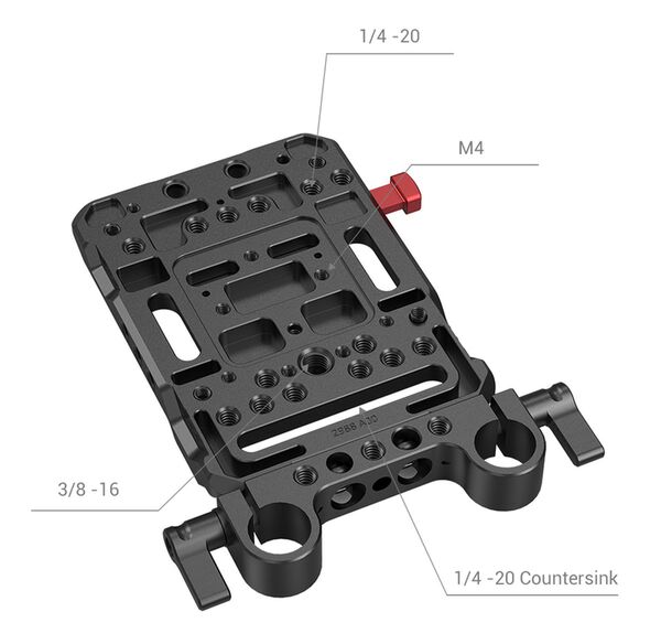 SmallRig 3016 V-Akkuplatte mit doppelter 15-mm-Stabklemme 