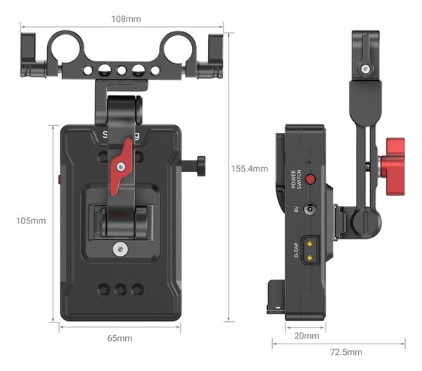 SmallRig 3499B V-Mount Batterieadapter  Platte mit Verlängerungsarm