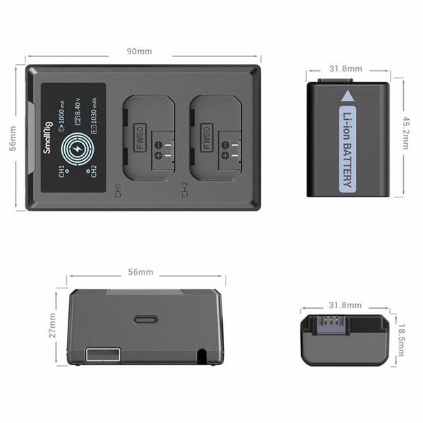 SmallRig 3818 NP FW50 Kamera-Akku und Ladeset 